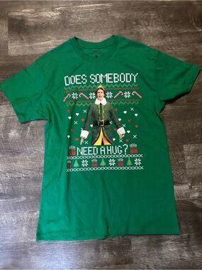 ELF Green Crewneck Graphic Tee with Logo Print